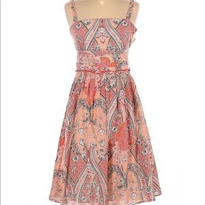 Ann Taylor orange paisley aline sleeveless dress